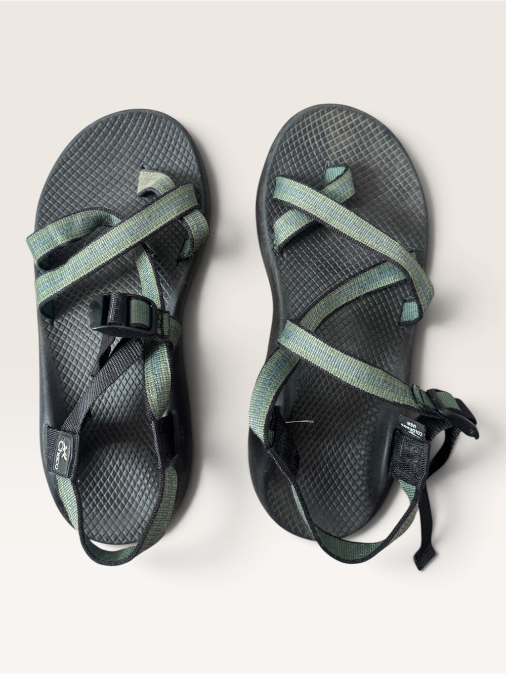 Chaco Men’s Sandals with Green Straps, 10